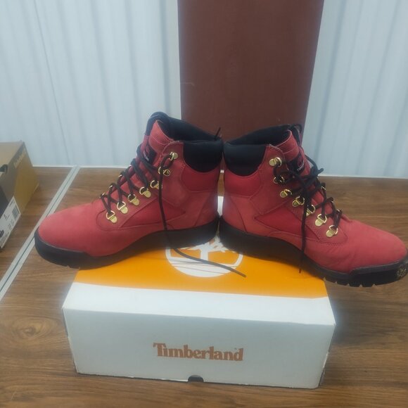 Mens 6" Timberland field boots Dk Rd Sz 8 - Picture 11 of 16